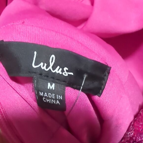 Lulus Sleeveless Hot Pink Hilaria Knit Sequin Mini Wrap Surplice Dress Women's M - Picture 9 of 11
